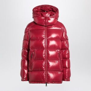 Moncler Women's Ruby Red Down Jacket In Lacquered Nylon